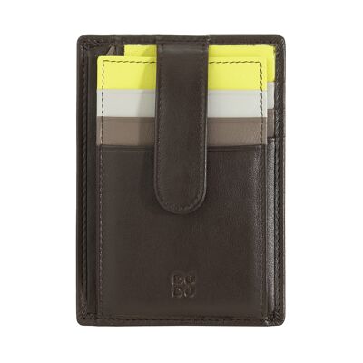 Porta carte di credito unisex in pelle Dudu sottile marrone caffè