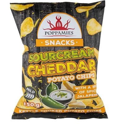 Poppamies Sour cream Cheddar Potato Chips - Mild Heat | Gluten-Free – 150g