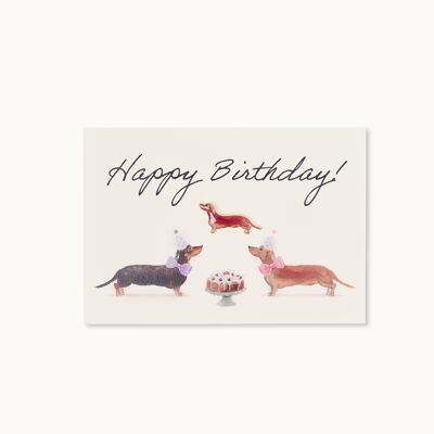 Pin Card: Happy Birthday Dachshund Cake