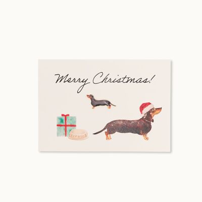 Pin card: Merry Christmas Dachshund