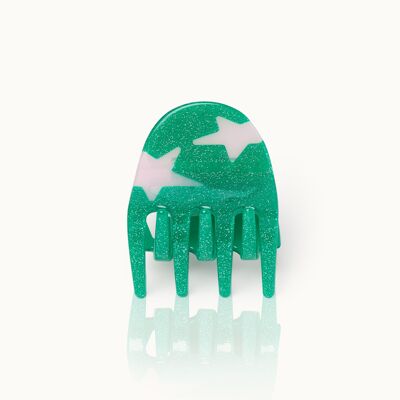 Hair clip Star Green Glitter