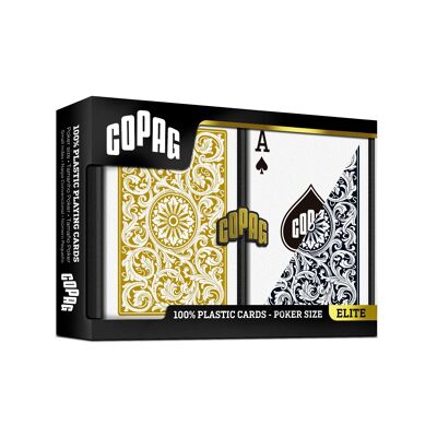 Copag Elite Poker double plastic playing cards deck Regular Index (black/gold)