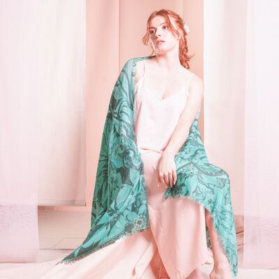 Large plain cashmere scarf OPALINE