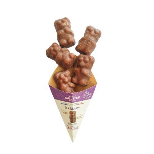Cono orsetto di marshmallow ricoperto di cioccolato al latte 55 g