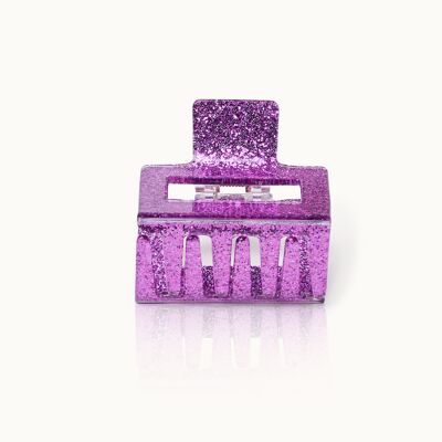 Pinza para el cabello cuadrada con purpurina lavanda