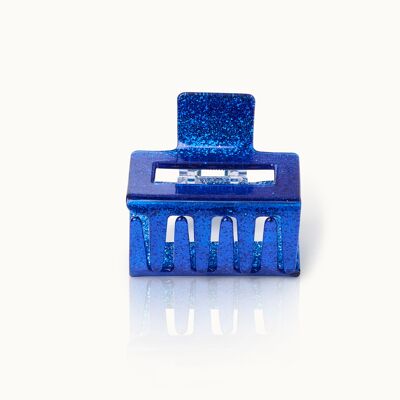 Pinza para el pelo cuadrada con purpurina azul