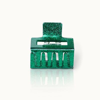 Hair clip Square Green Glitter