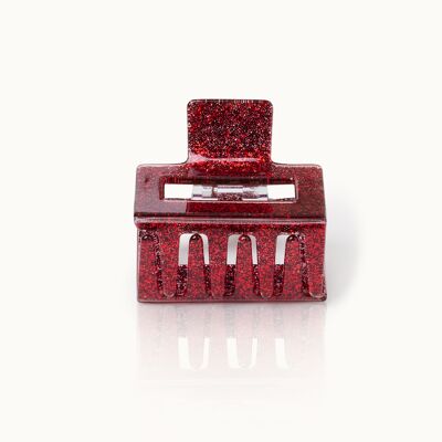 Hair clip Square Red Glitter