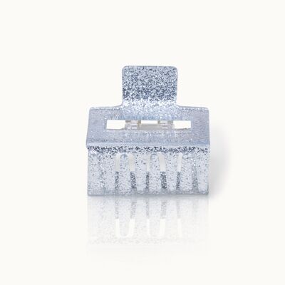 Hair clip Square Silver Glitter
