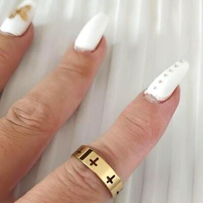 Bague minimaliste en acier inoxydable avec petites croix