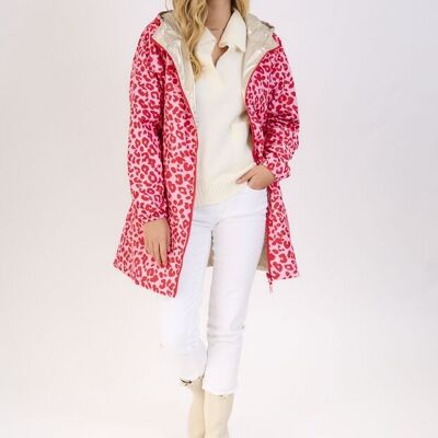 3113- Longue parka motif léopard réversible print