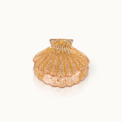 Shell-shaped hair clip gold glitter