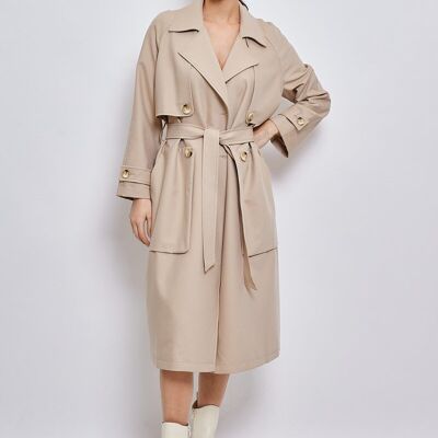22216- Long trench coat with belt