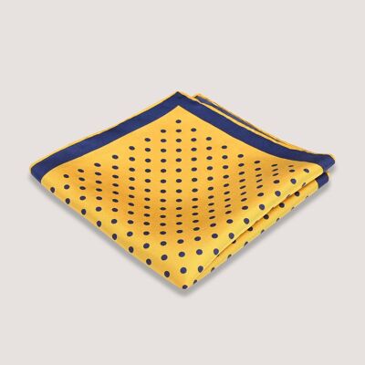 Yellow Polka Dot Silk Pocket Square