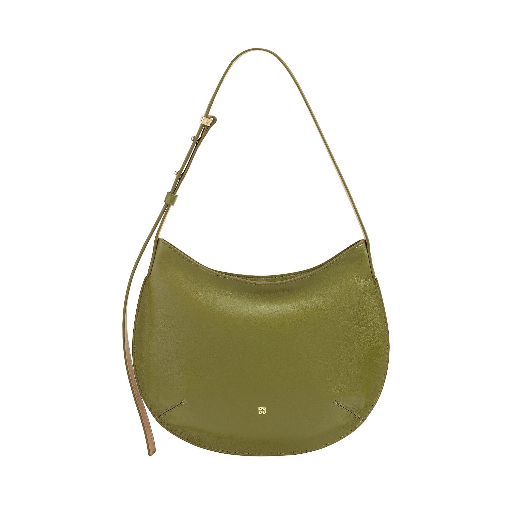 Borsa hobo in pelle Dudu Medium da donna con cerniera, verde oliva