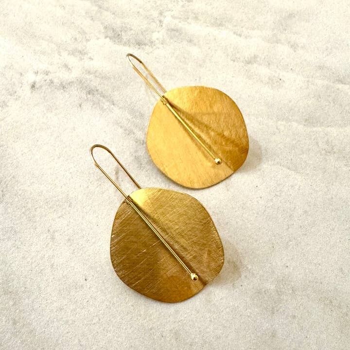 Ping Ohrringe aus gebürstetem, goldenem Edelstahl