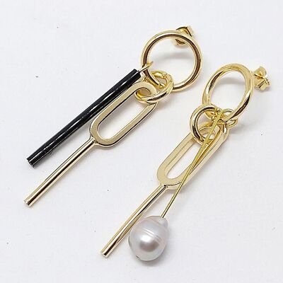 Boucles d'oreilles Emily, laiton plaqué or, boucles d'oreilles longues
