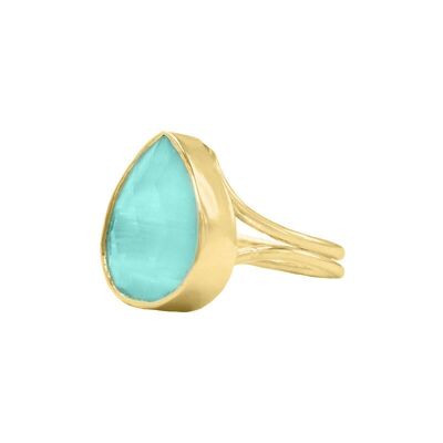 Light Aqua Green Polished Caveto Ring