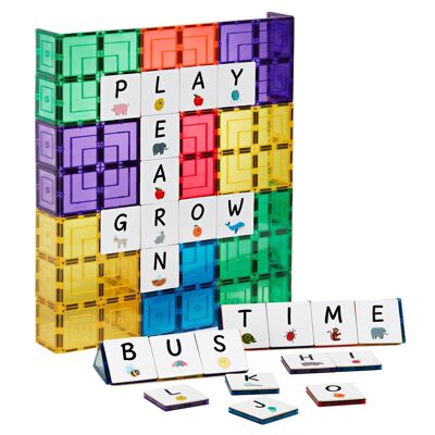 Learn and Grow Magnetic Tile Toppers – Alphabet Capital Letters Pack (40 Pieces)