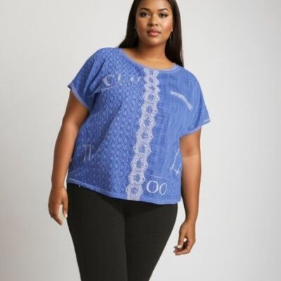 T-shirt grande taille bleu (C8013)