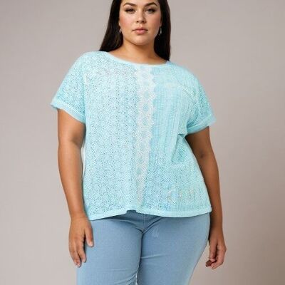T-shirt grande taille turquoise (C8013)