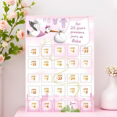 Rosa Post-Geburtskalender