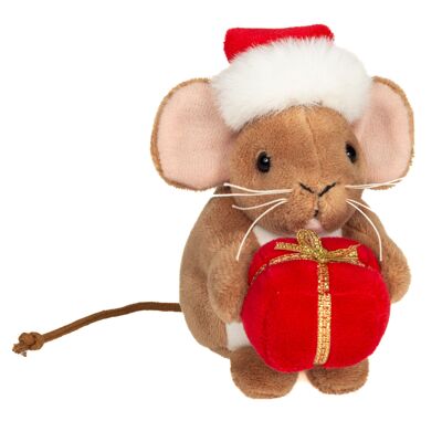 Christmas mouse with gift 11 cm - plush toy - stuffed toy