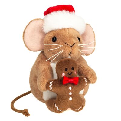 Souris de Noël avec bonhomme en pain d'épices 11 cm - peluche - jouet en peluche