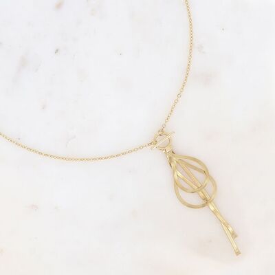 Long necklace - oval ring and dangling mirror links