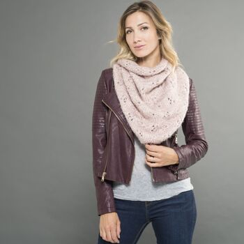 Chèche tricoté en ZIBELINE couleur ROSE 30 2