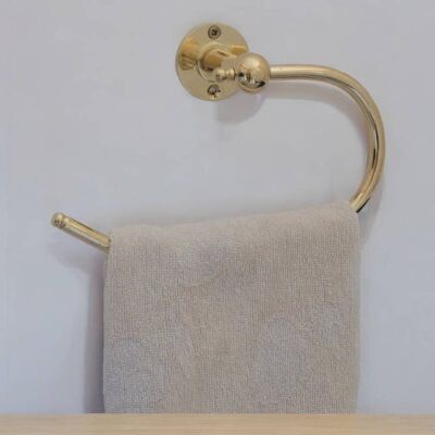 🛁 Porte-serviettes en laiton massif fabriqué à la main – Crochet mural pour salle de bain