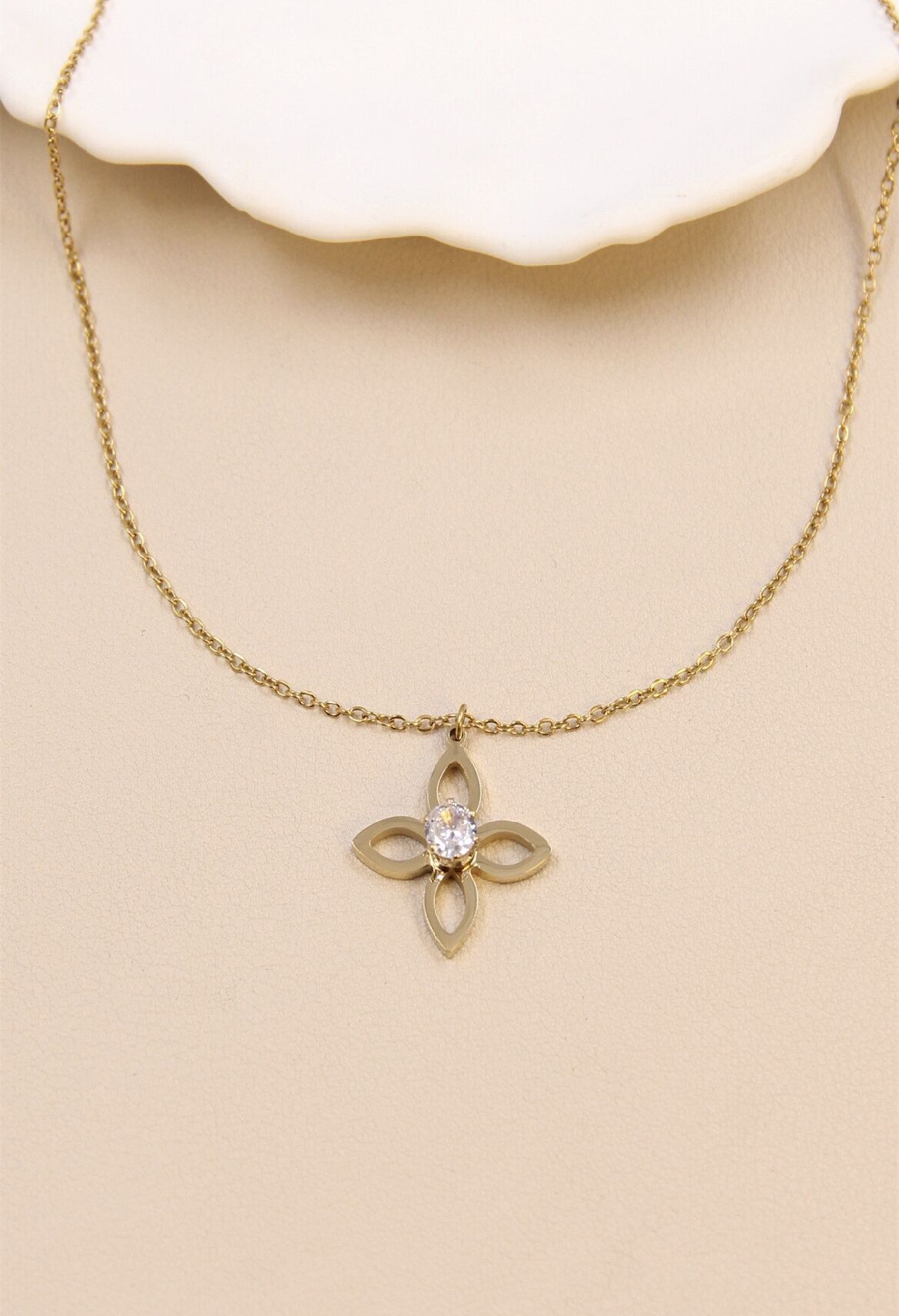 Edelstahl Blumen Halskette