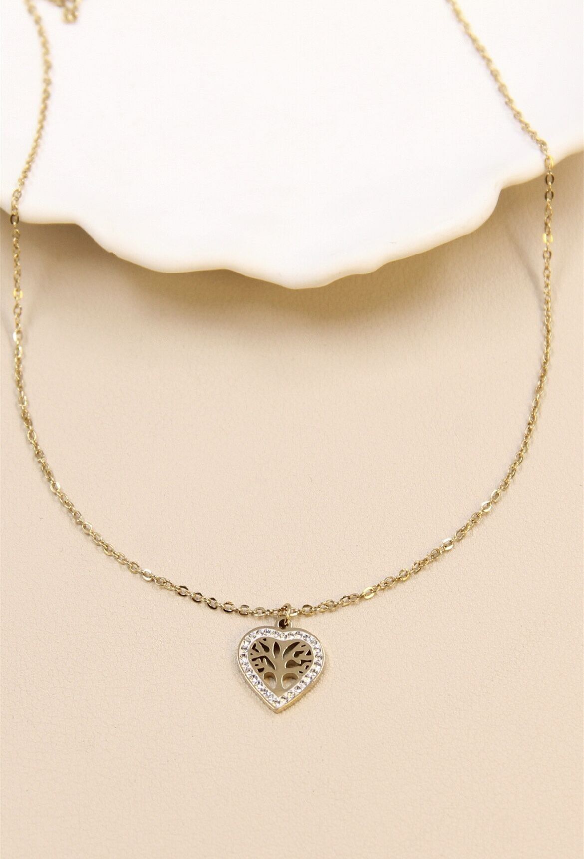 Stainless Steel Tree of Life Heart Necklace - Elegance and Meaning