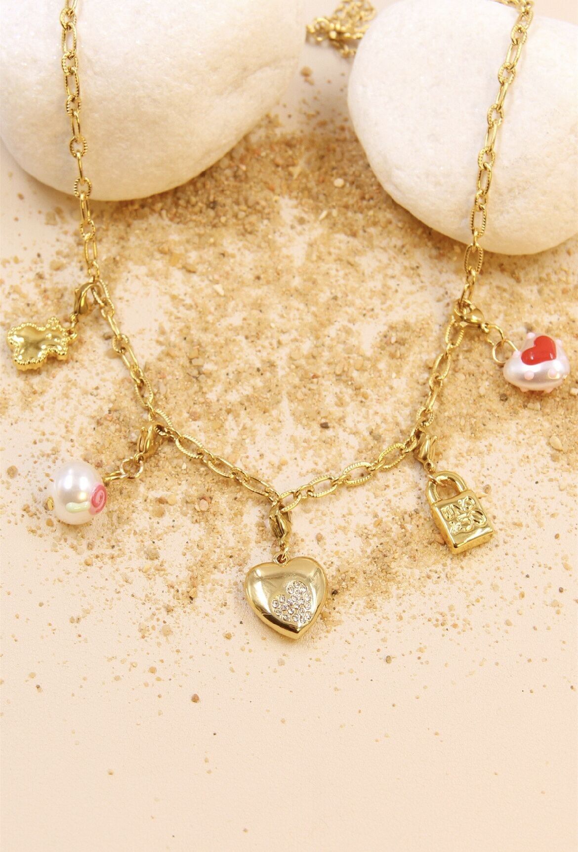 Abnehmbare Charm-Halskette aus Edelstahl