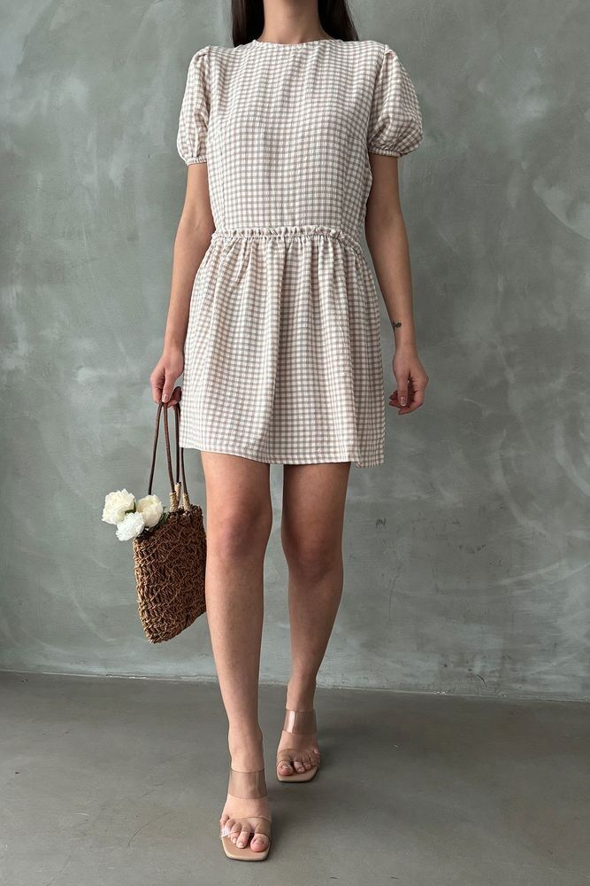 Abito a quadri beige