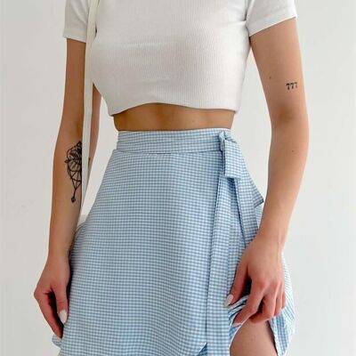 Jupe-short à carreaux bleu