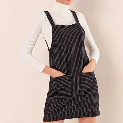 Striped dungaree dress