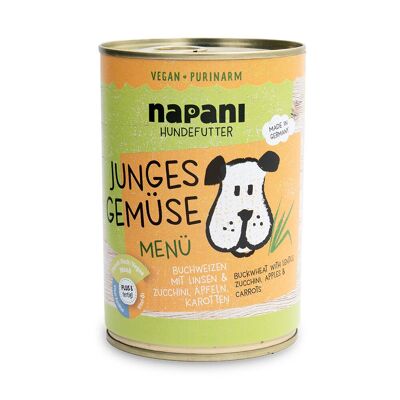 Menú para perros: Verduras tiernas con trigo sarraceno y lentejas 400g