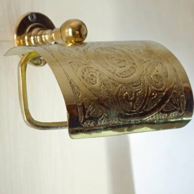 Portarrollos de papel higiénico de latón macizo hecho a mano | Dispensador de rollos de pared vintage