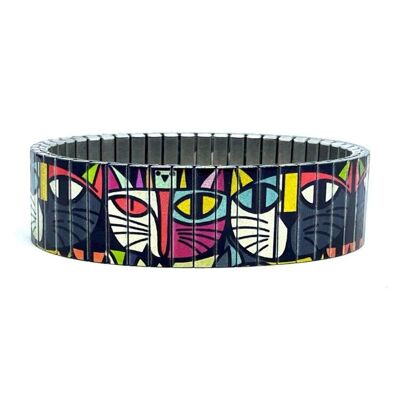 Pulsera de diseño de acero inoxidable de 18 mm, hecha a mano en Londres - Art Cats Metallic