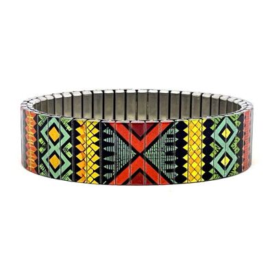 Pulsera de diseño de acero inoxidable de 18 mm, hecha a mano en Londres - Yellowstone Indian Ambience Metallic
