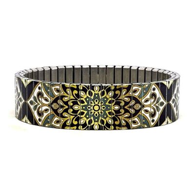 Stainless steel designer bracelet 18mm handmade in London - chic cool green Ambience Metallic