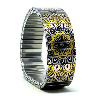 Stainless steel designer bracelet 18mm handmade in London - super mandala Ambience Metallic
