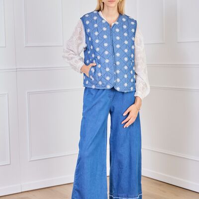 Gilet ouvert matelassé imprimé fleur - PG2515