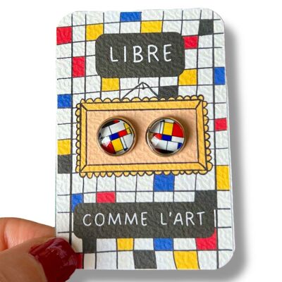 Orecchini a bottone Mondrian