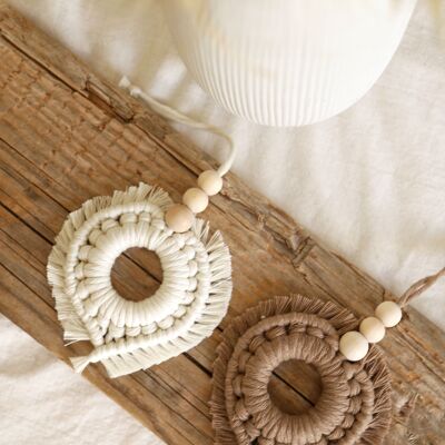 Ornement de Noël en macramé – Cœur nordique artisanal