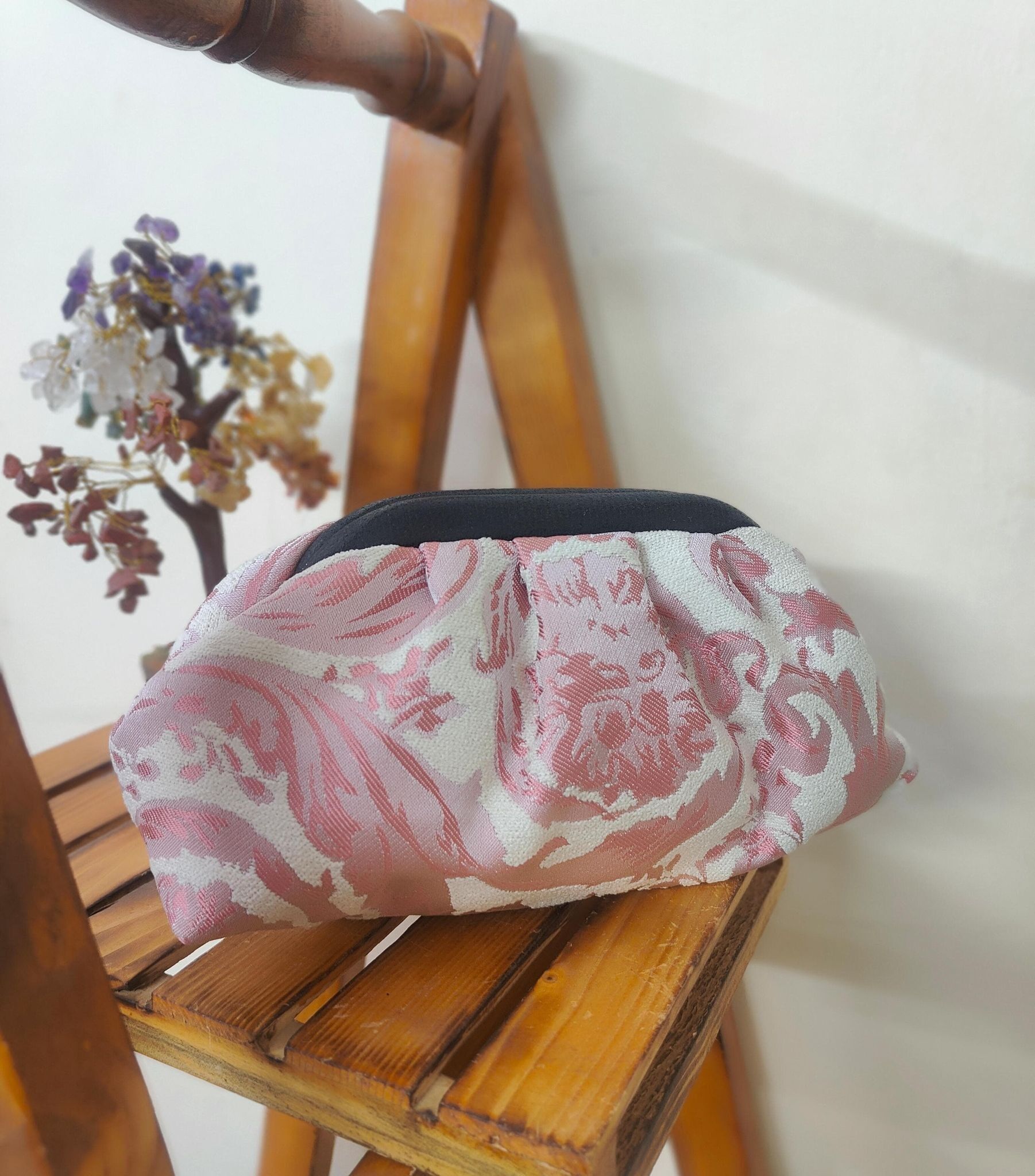 Piccola borsa nuvola Scena Deco rosa e bianca