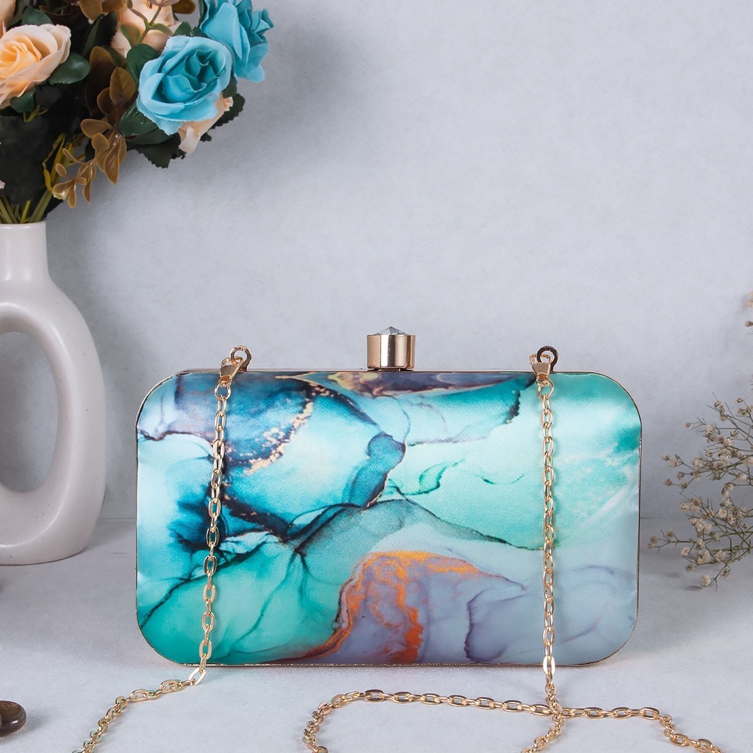 Borsa con stampa fumo blu acqua