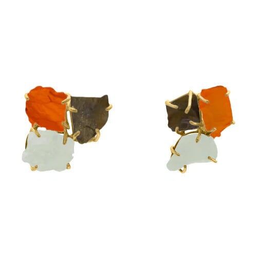 Orecchini Ohana Ed.Arancione, Labradorite e Verde Acqua limitati