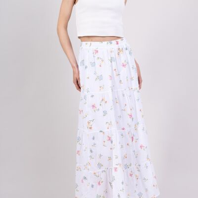 Giubbotto lungo fiori in voile di cotone double - PJ2509